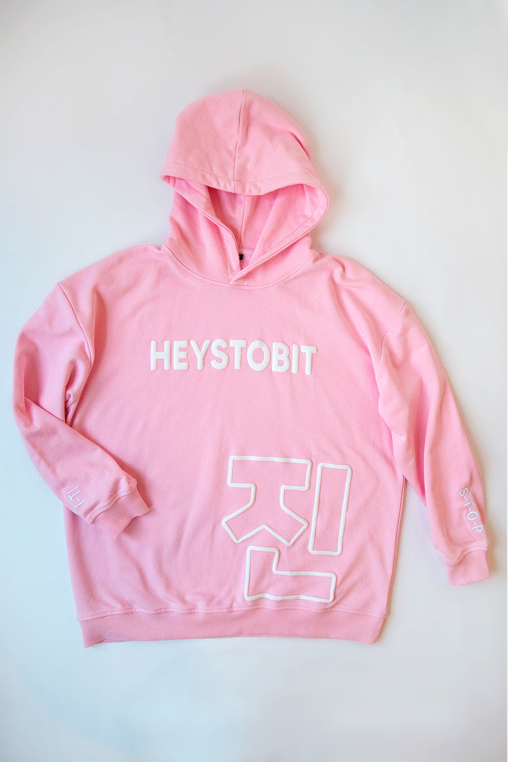 HEYSTOBIT Übergroßer Kapuzenpullover (Baby Pink)