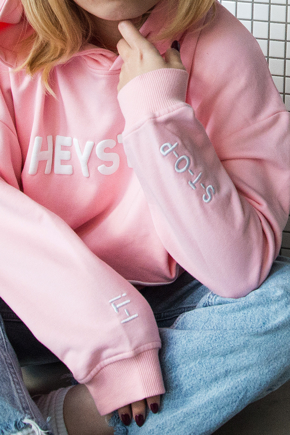 HEYSTOBIT Oversized Jin Hoodie (Baby Pink)